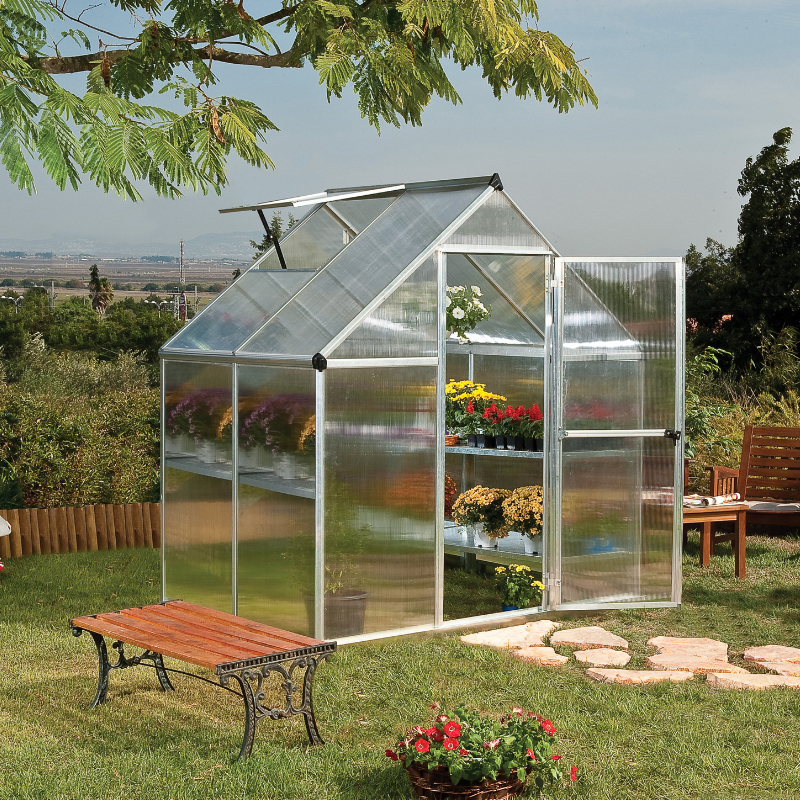 Canopia - Serre de jardin à double paroies en polycarbonate - Mythos™ Silver - 180x300cm