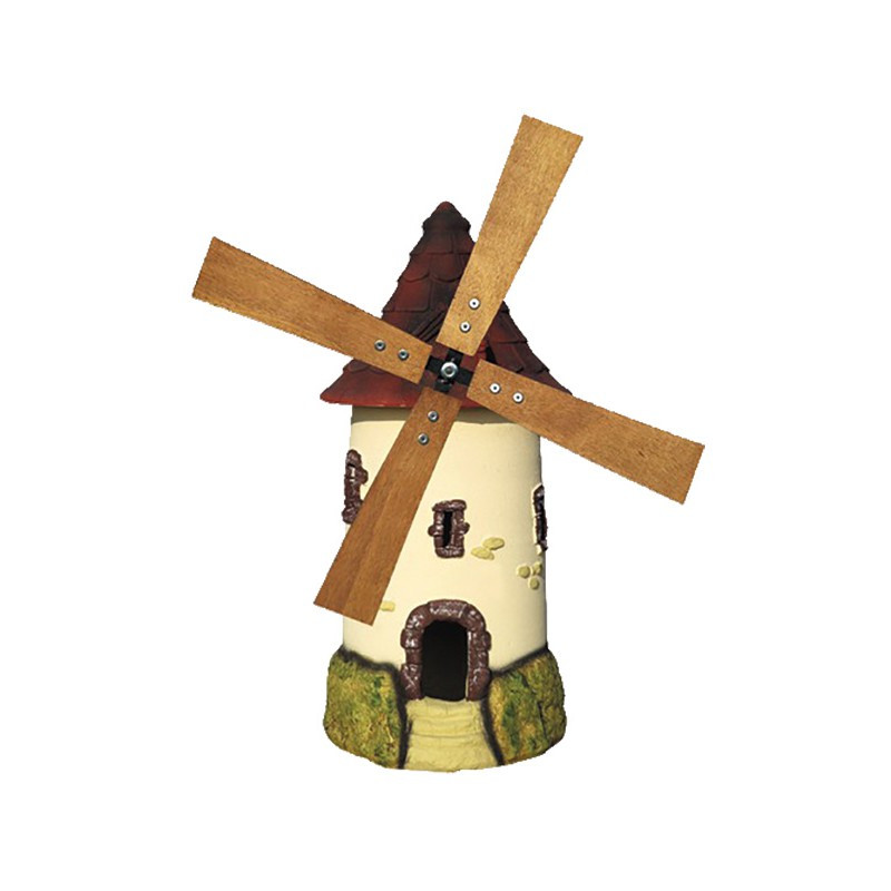 Hairie-Grandon - Moulin Crème au toit couleur Tuile - H 72 cm