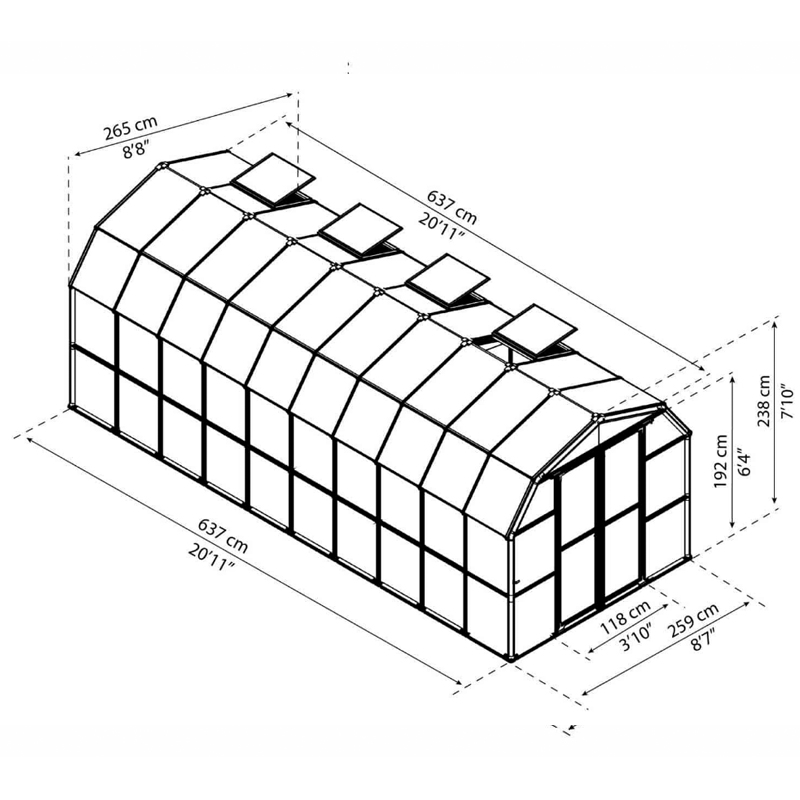 Canopia - Serre de jardin en polycarbonate - Grand Gardener™ Clear - 260x635cm