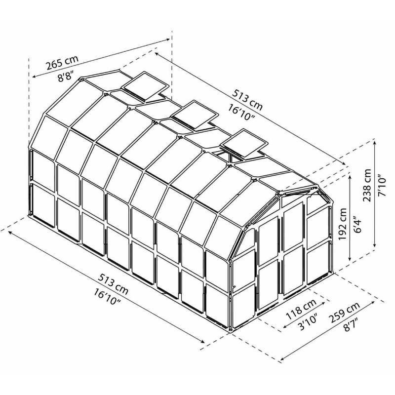 Canopia - Polycarbonate Garden Greenhouse - Grand Gardener™ Clear - 260x510cm