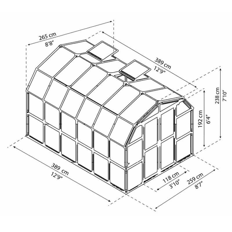 Canopia - Polycarbonate Garden Greenhouse - Grand Gardener™ Clear - 260x380cm