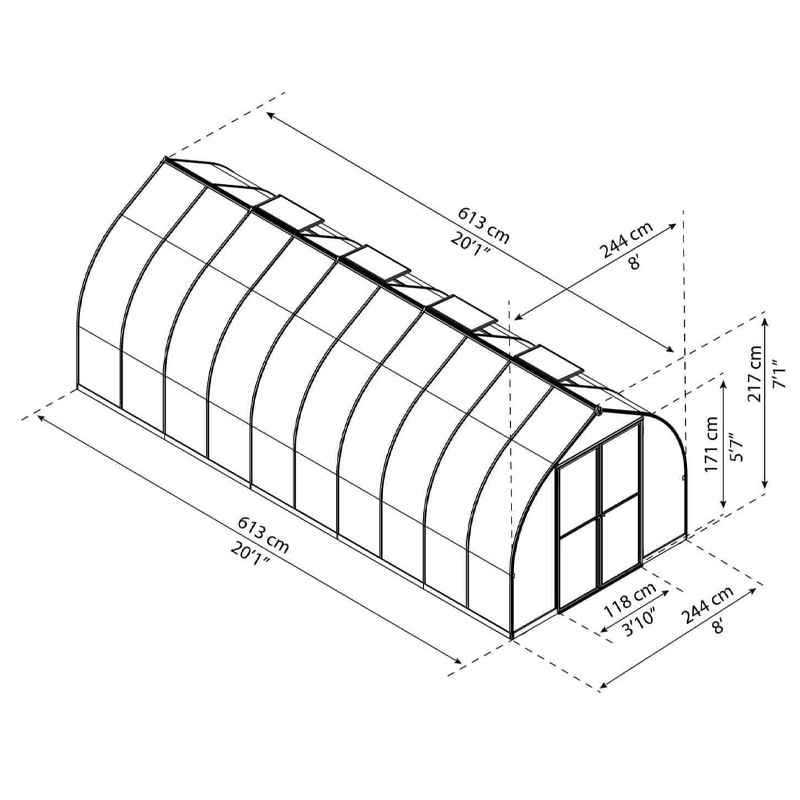 Canopia - Doppelwandiges Tunnelgewächshaus - Bella™ Silver - 245x615cm