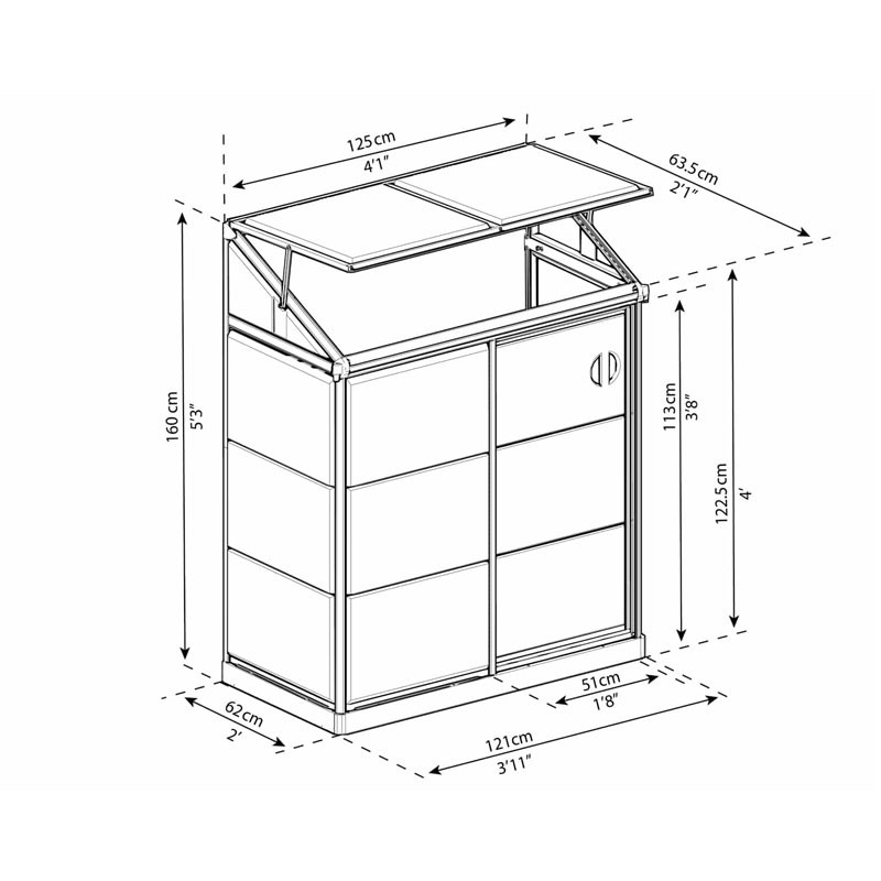 Canopia - tuinkas - Lean To™ Zilver helder - 125x65cm