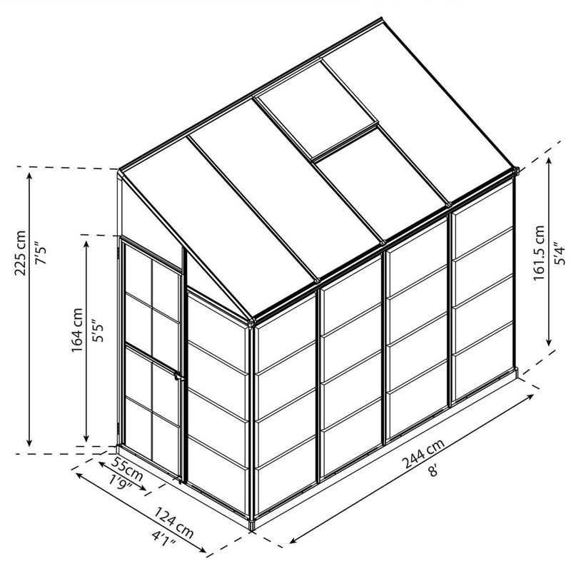 Canopia - Lean-to Greenhouse - Lean To™ Silver hybid - 245x125cm