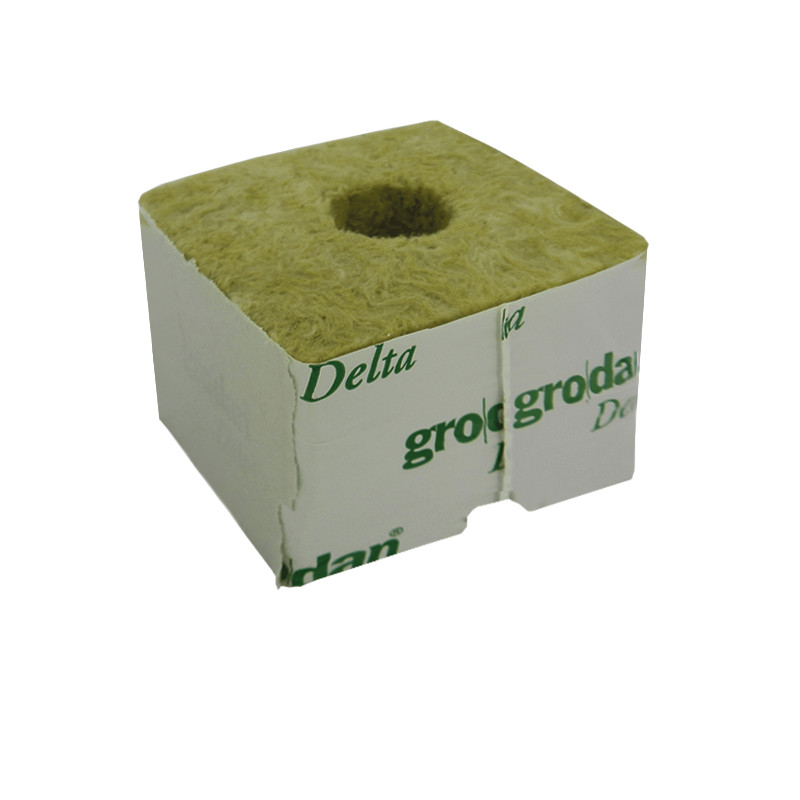 Grodan - Cube de laine de roche x1 - Petit trou - 10x10x6,5cm