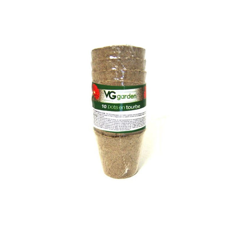 VG GARDEN - 10 Pots ronds en tourbe 12.6x9.5cm