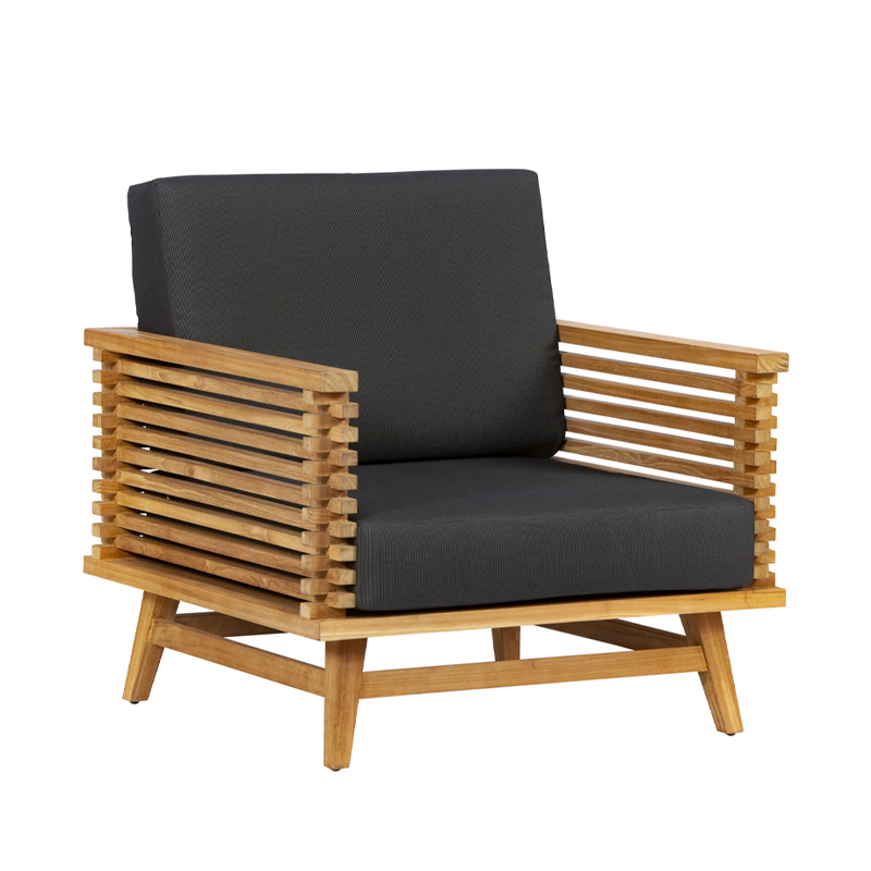 Tuindeco - Riverside - Fauteuil de jardin en teck - Anthracite