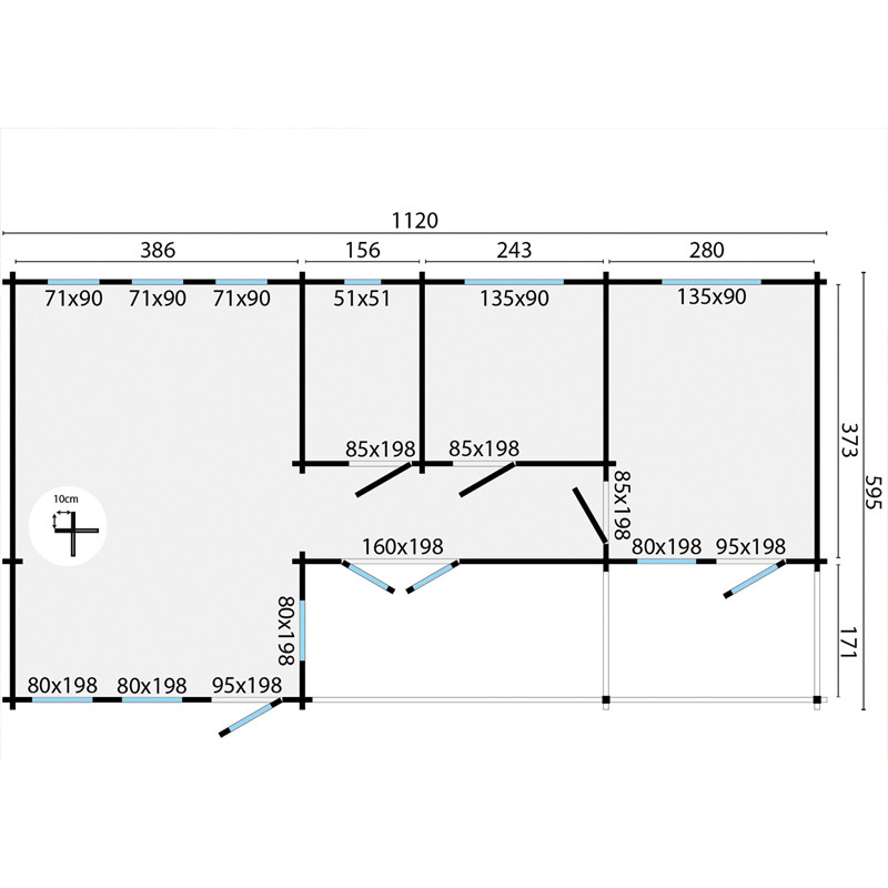 Tuindeco - Chalet en bois massif - 47m² - 70mm - Letterkenny