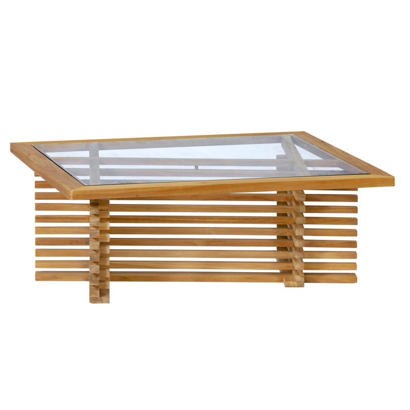 Tuindeco - Riverside - Table Lounge en teck et verre - 100x80x39cm
