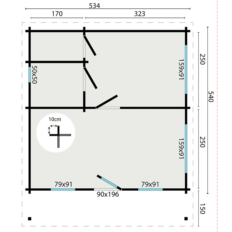 Tuindeco - Chalet en bois massif - 27m² - 70mm - Ennis