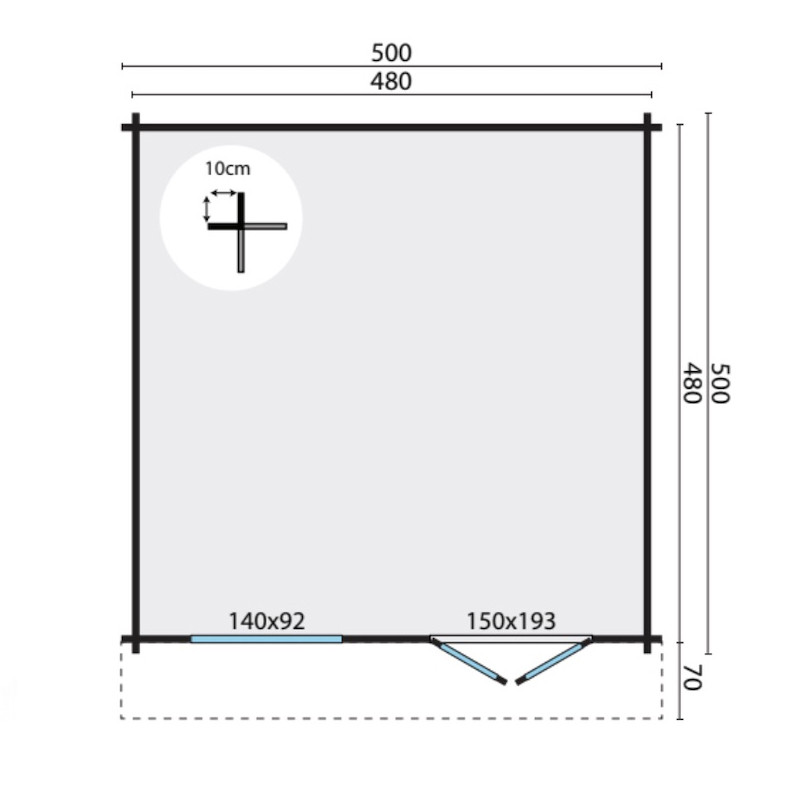 Tuindeco - Chalet en bois massif - 25m² - 70mm - Dindle