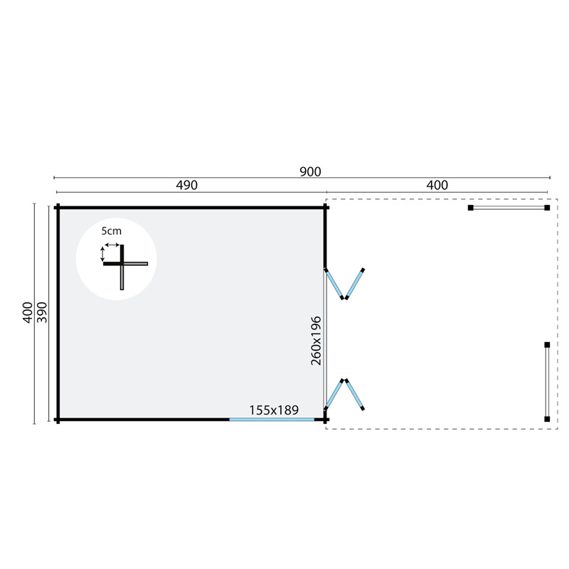 Tuindeco - Chalet de madera maciza - 18m² - 58mm - Casper