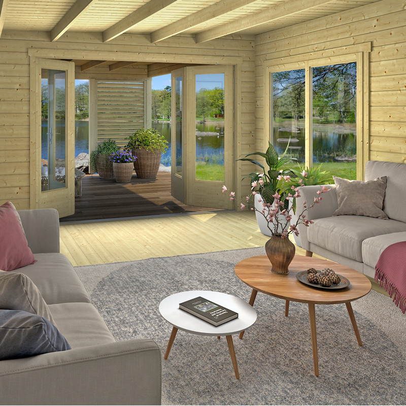 Tuindeco - Chalet de madera maciza - 18m² - 58mm - Casper