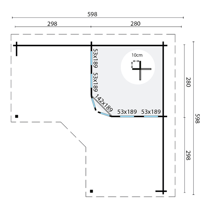 Tuindeco - FUNEN CHALET EN PLANCHAS DE 44MM