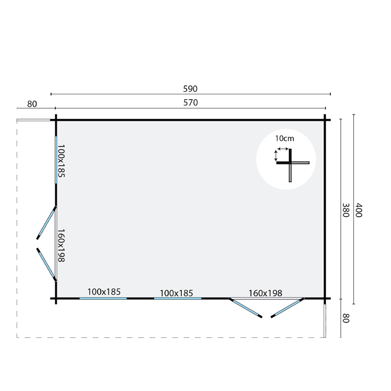 Tuindeco - HILDEGARD CHALET IN 44MM BOOMSTAMMEN