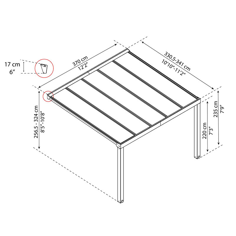 Canopia - Pérgola - Estocolmo 3,4x3,7m - Gris