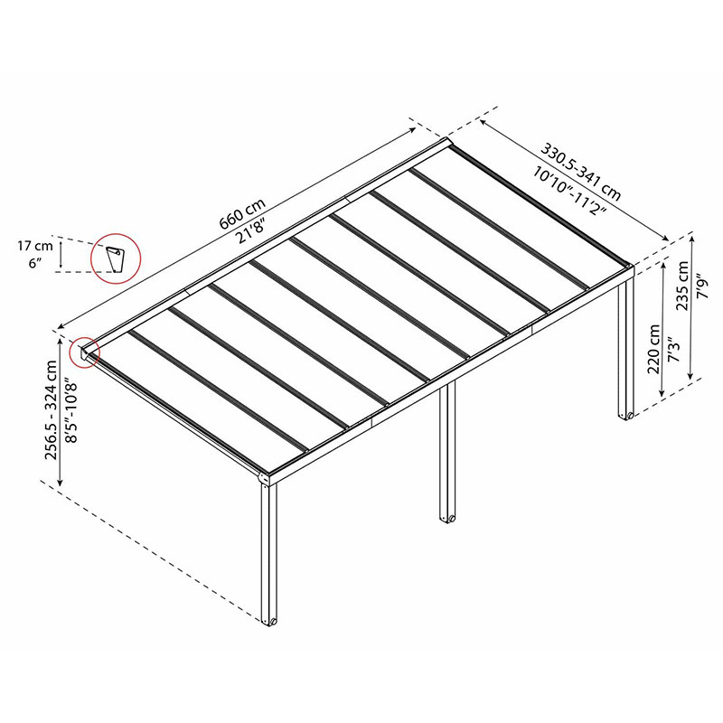 Canopia - Carport - Stockholm 3,4x6,6m - Gris