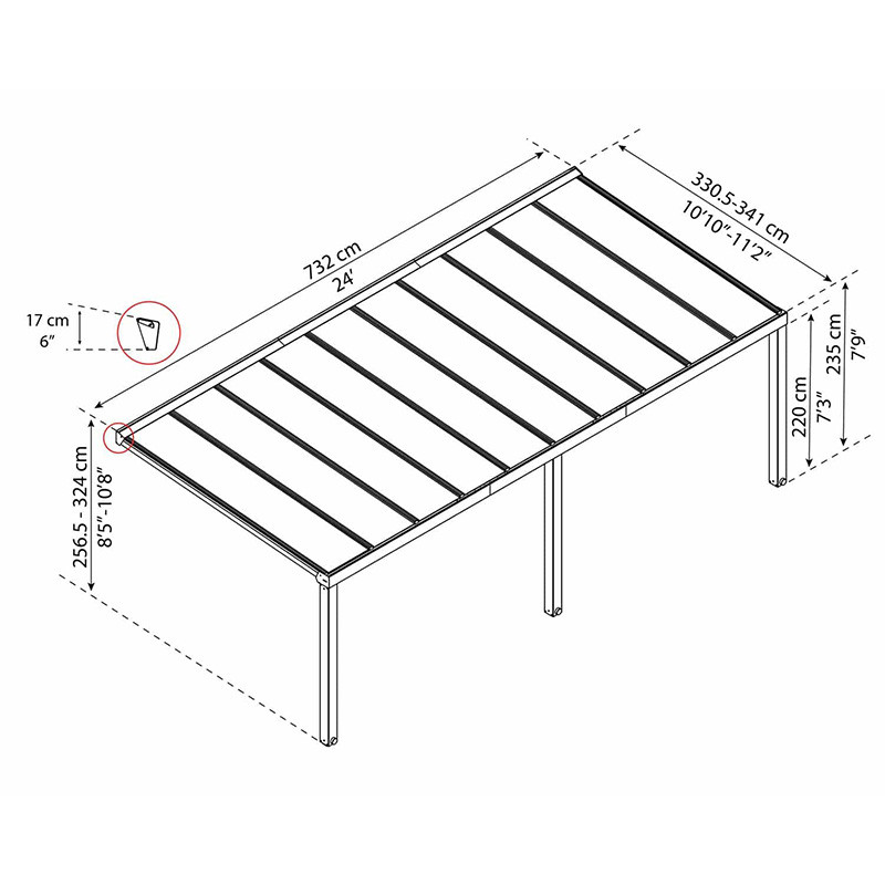 Canopia - Pérgola - Estocolmo 3,4x7,4m - Gris