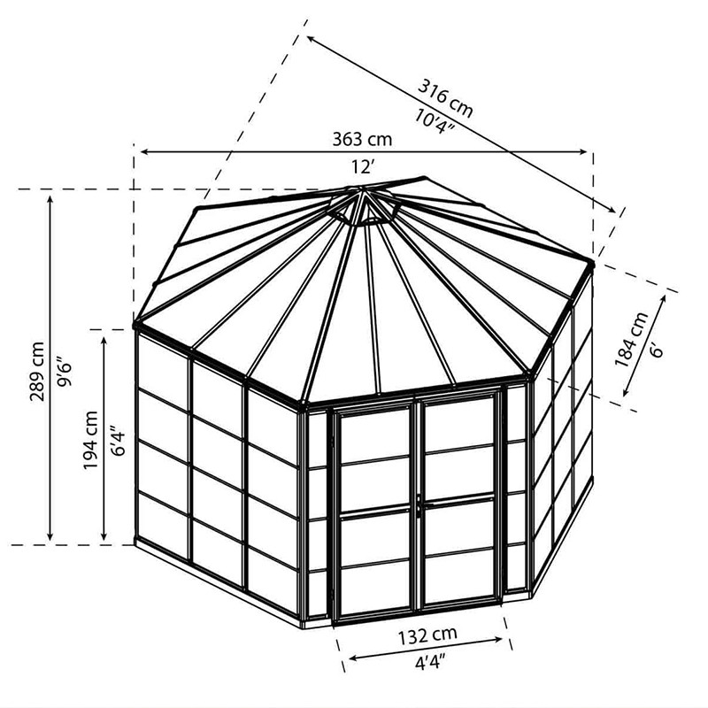 Canopia - Serra esagonale da giardino - Oasis™ - 360x315cm