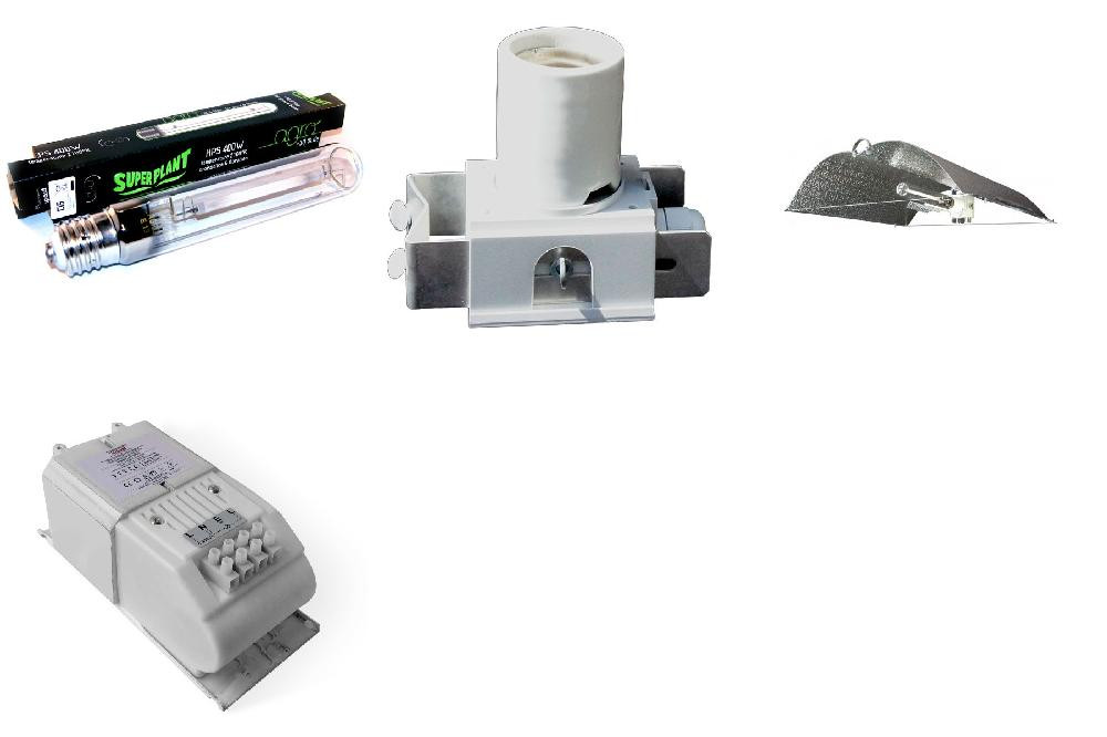 Kit complet éclairage 400w ballast + reflecteur + ampoule