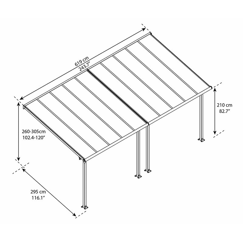 Canopia - Pergola - Olympia - 6.10x3m - Grijs