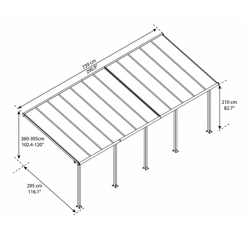 Canopia - Pergola - Olympia - 7.30x3m - Grijs