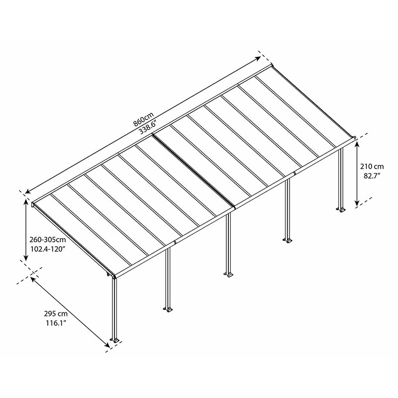 Canopia - Pergola - Olympia - 8.51x3m - Grijs