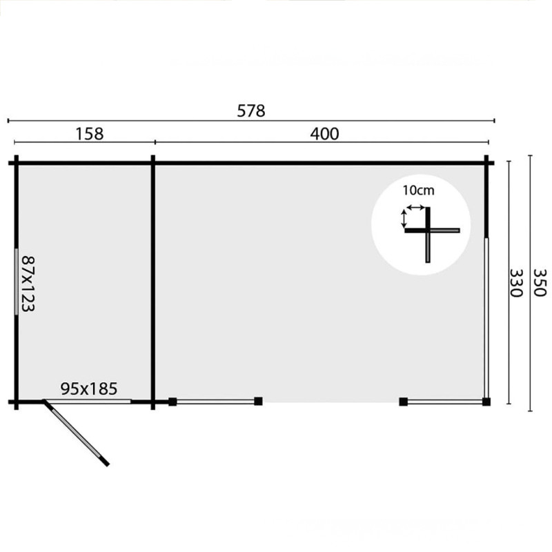 Tuindeco - Chalet de madera maciza - 13m² - 40mm - Selma