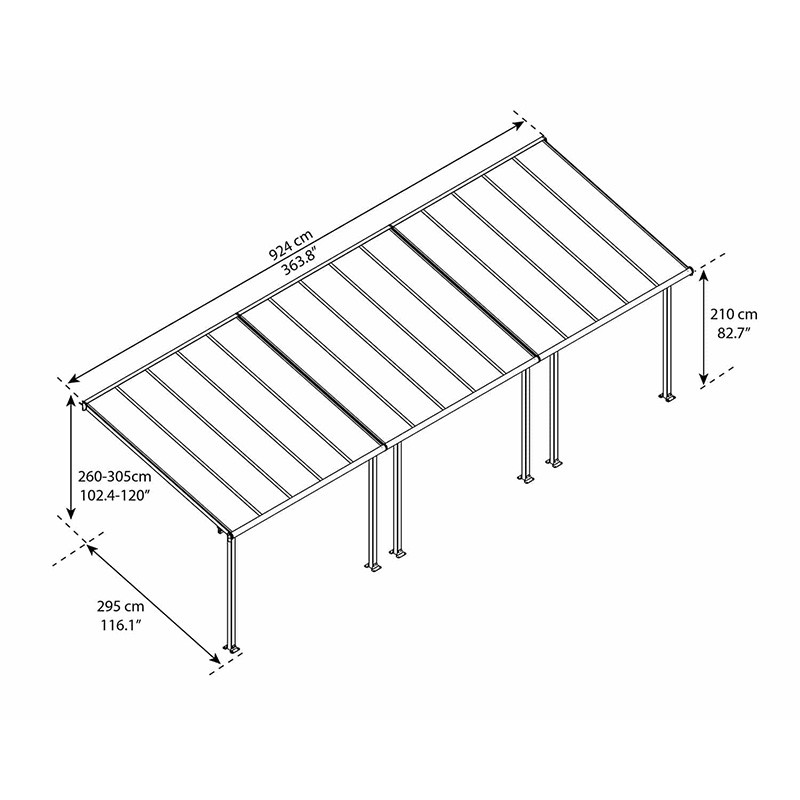Canopia - Pergola - Olympia - 9.15x3m - Wit