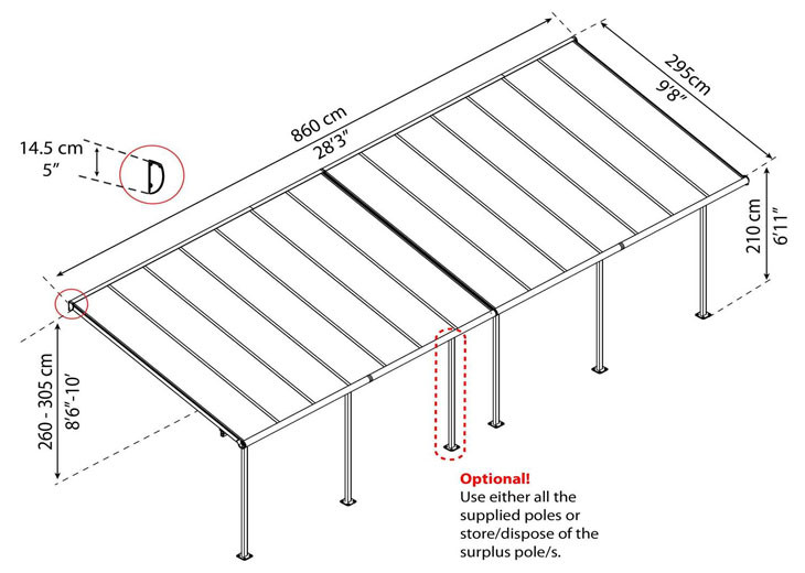 Canopia - Pergola - Capri - 8.51x3m - Gris Bronze