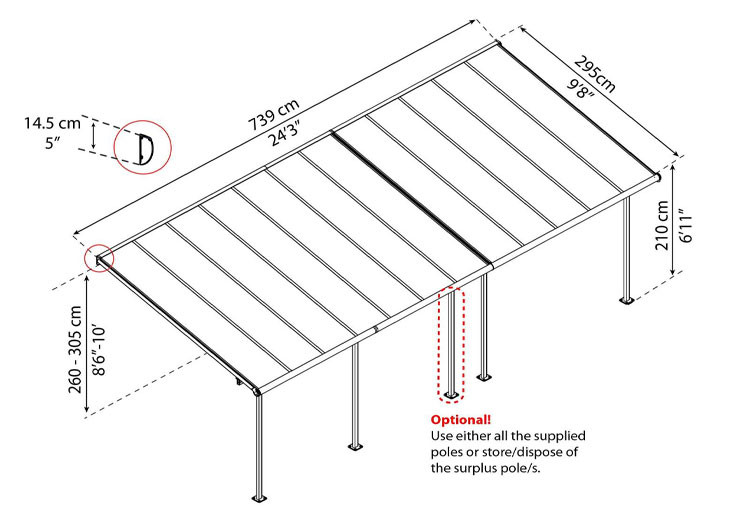 Canopia - Pergola - Capri - 7.30x3m - Gris Bronze