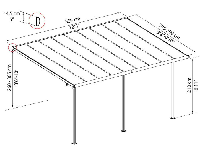 Canopia - Pergola - Capri - 5,46x3m - Gris Bronce