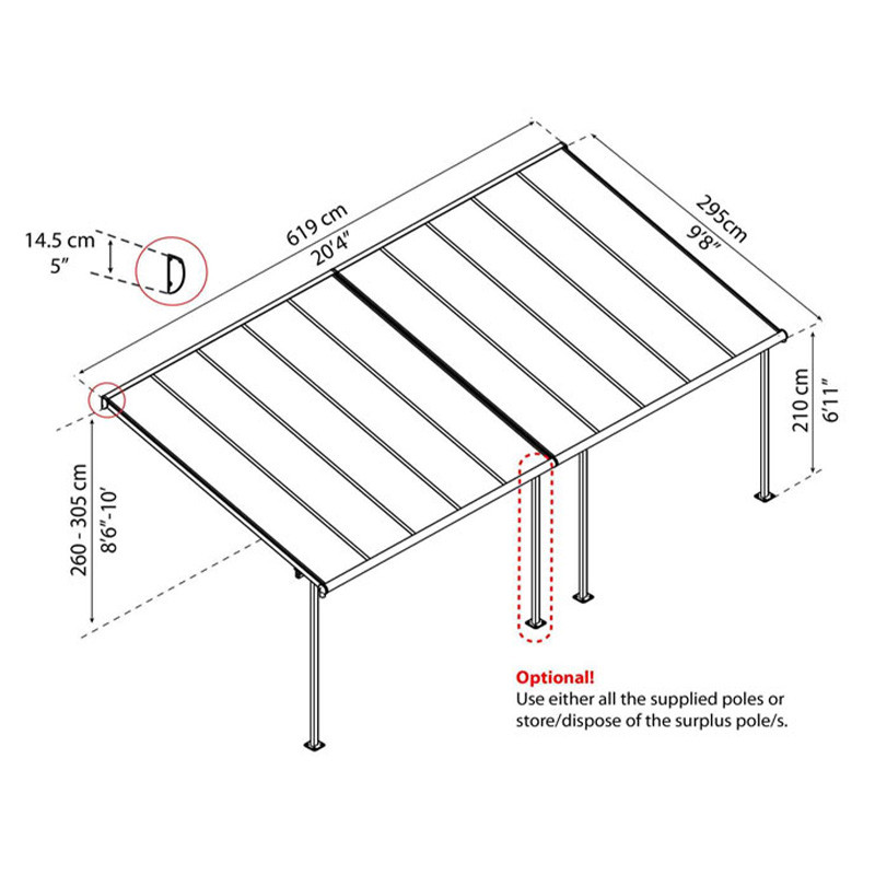 Canopia - Pergola - Capri - 6.10x3m - Gris Bronce