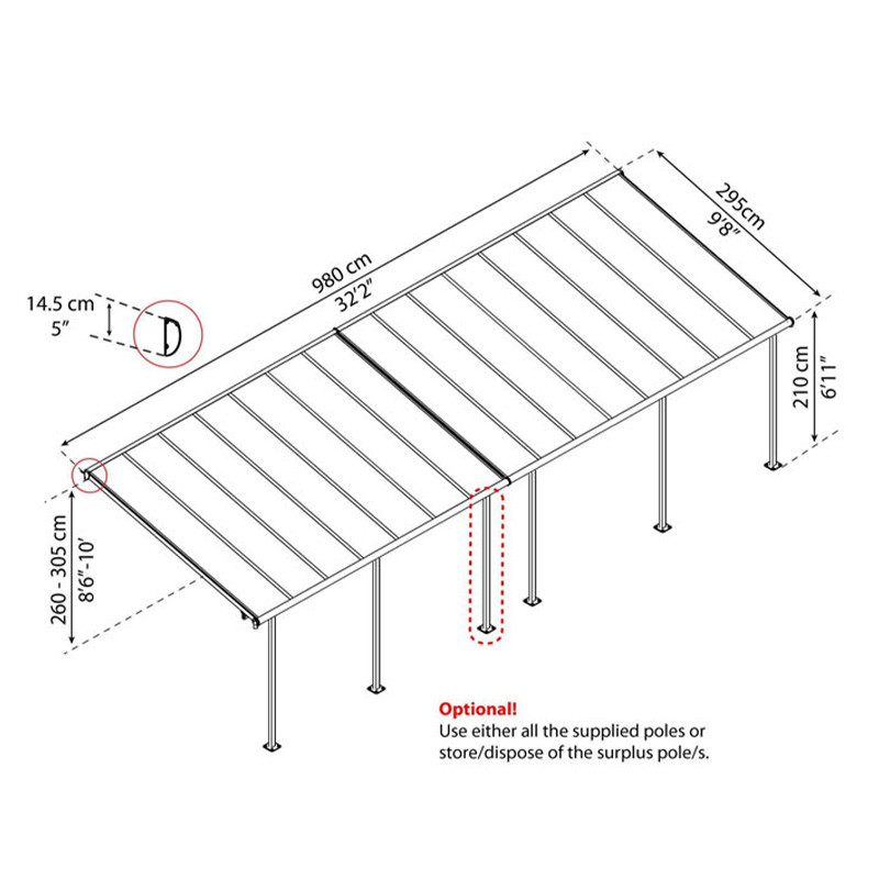 Canopia - Pergola - Capri - 9,71x3m - Gris Bronce