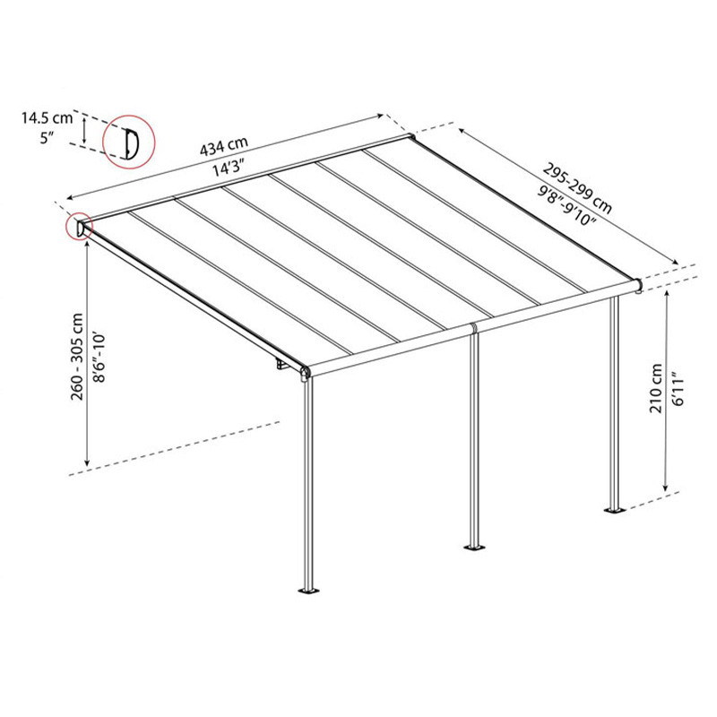 CAPRI PATIO COVER 3X4.25 GREY BRONZE