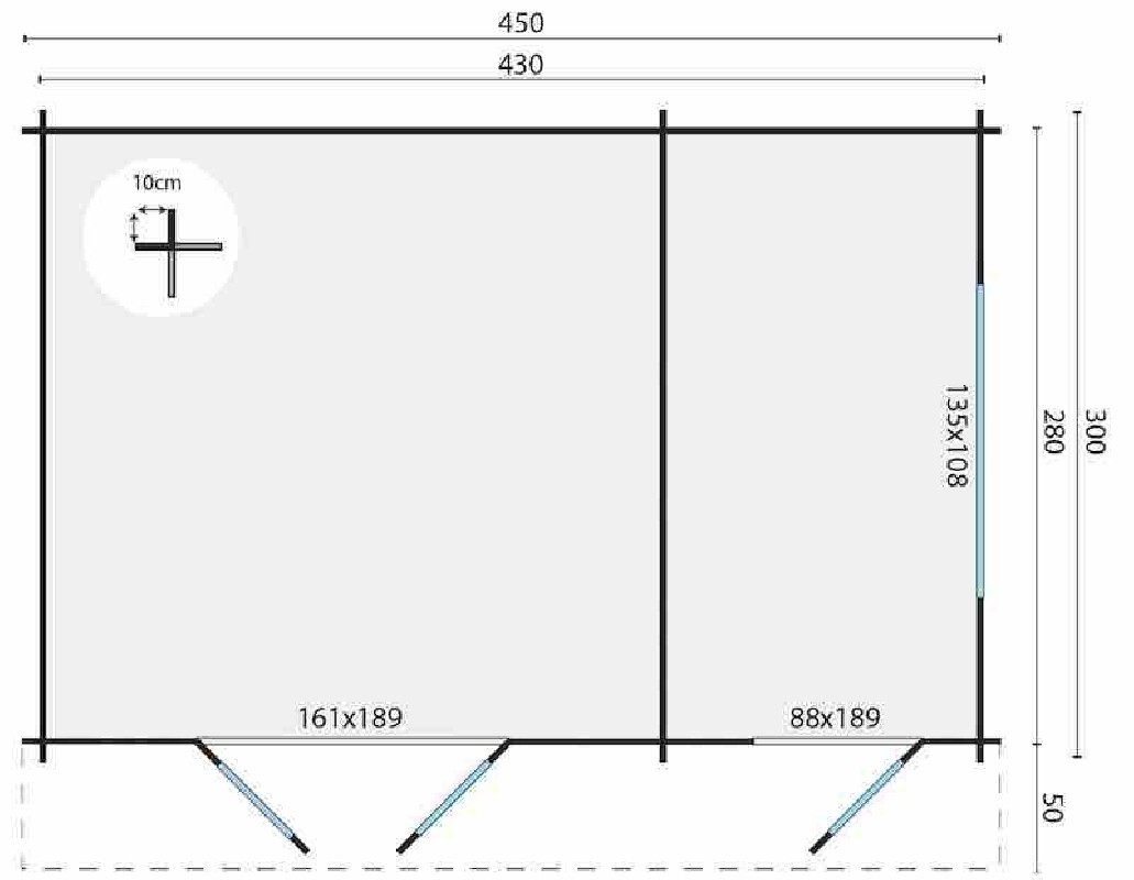 Tuindeco - Chalet en bois massif - 7.8+4m² - 34mm - Fraga