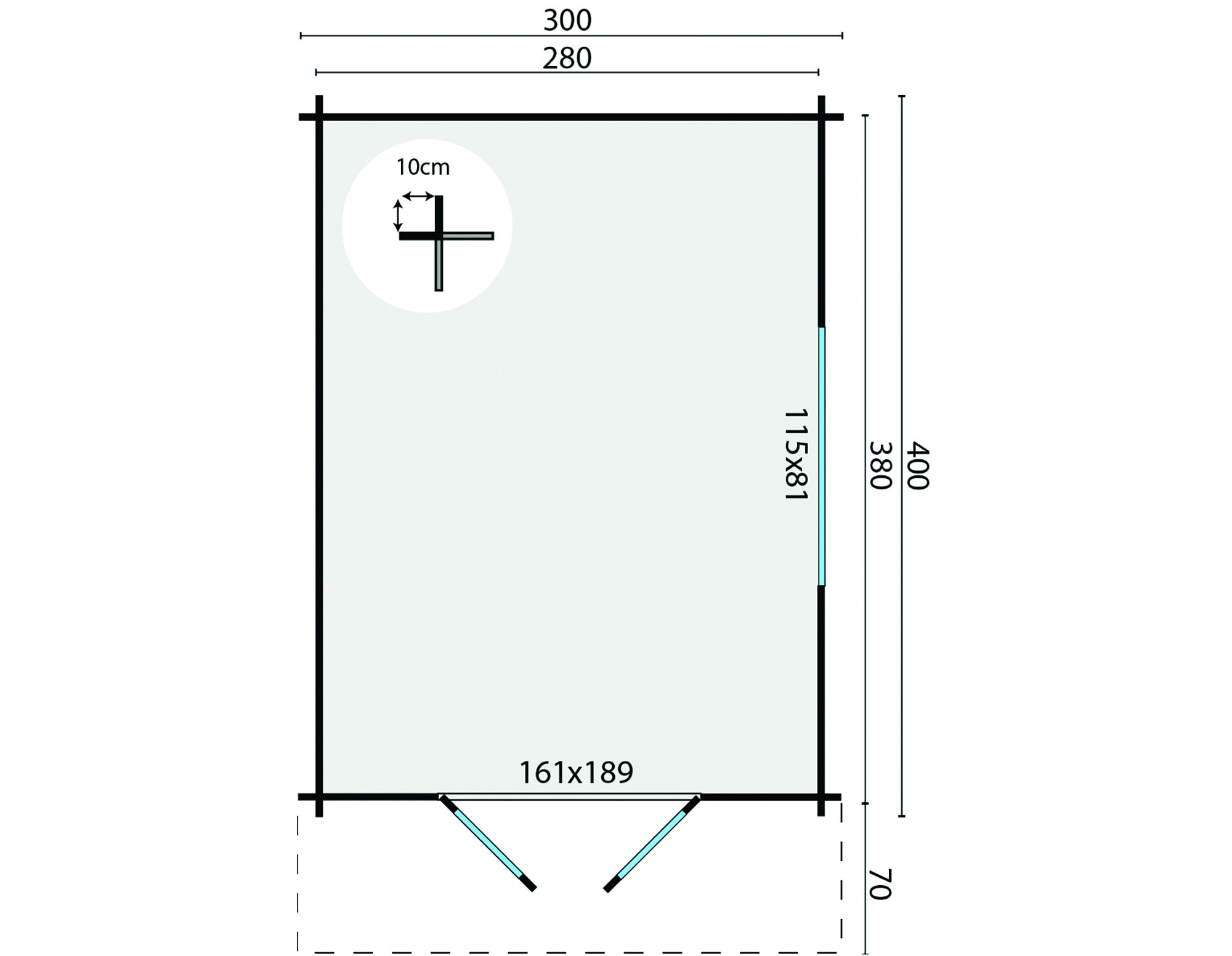 Tuindeco - Chalet en bois massif - 12m² - 34mm - Pamplona