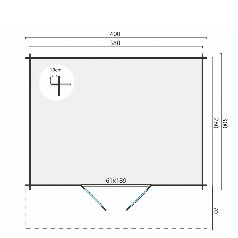 Tuindeco - Chalet bois massif - 12m² - 34mm - Murcia
