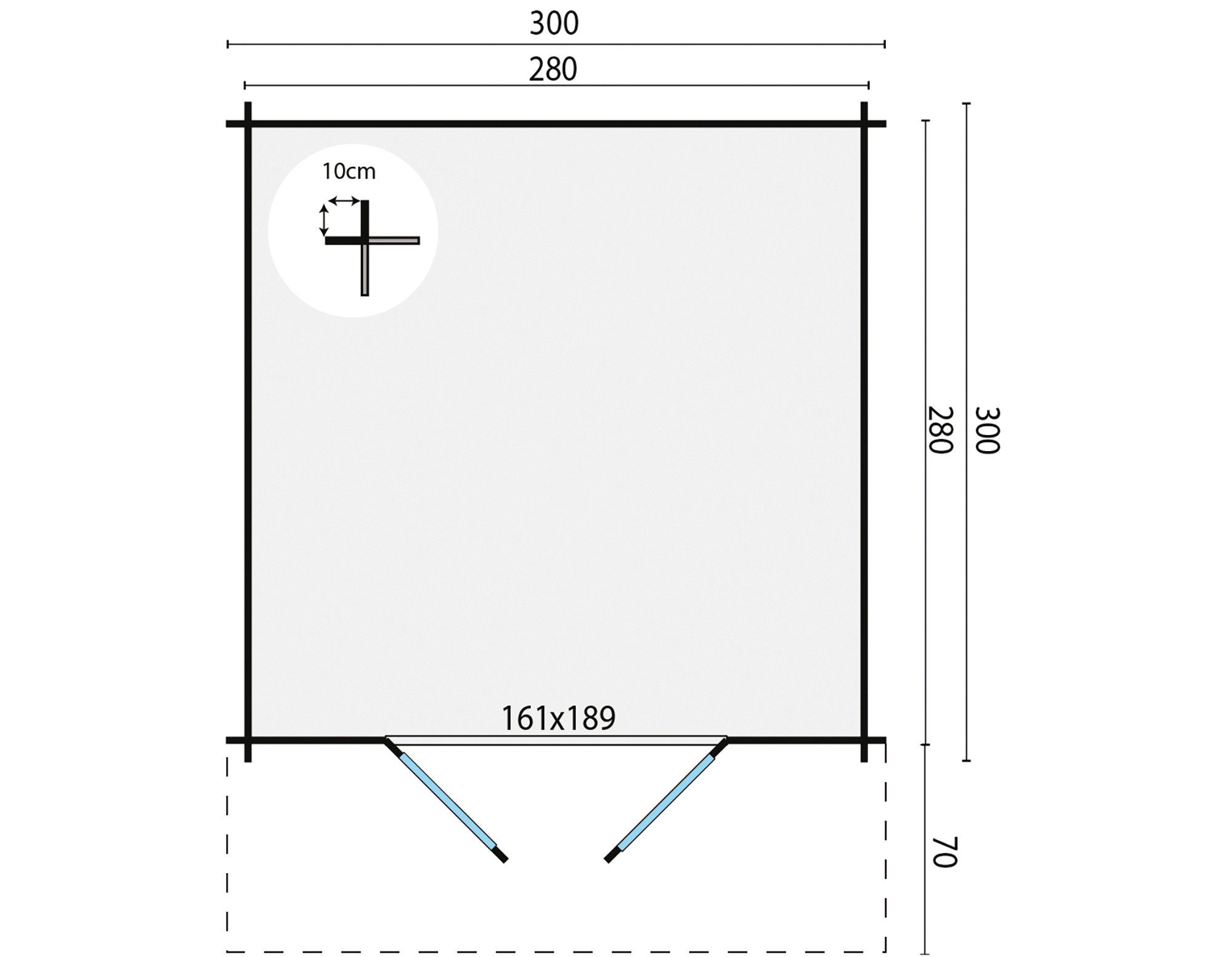 Tuindeco - Caseta de jardín de madera maciza - 9m² - 34mm - Albacete