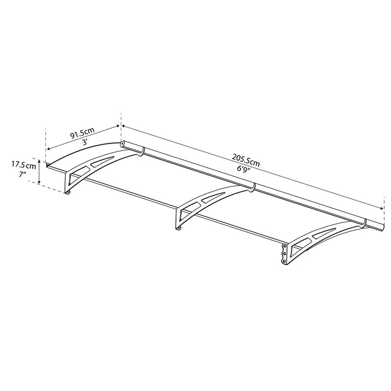 Canopia - Auvent de porte - Aquila 2050 - 205.5x91.5 cm