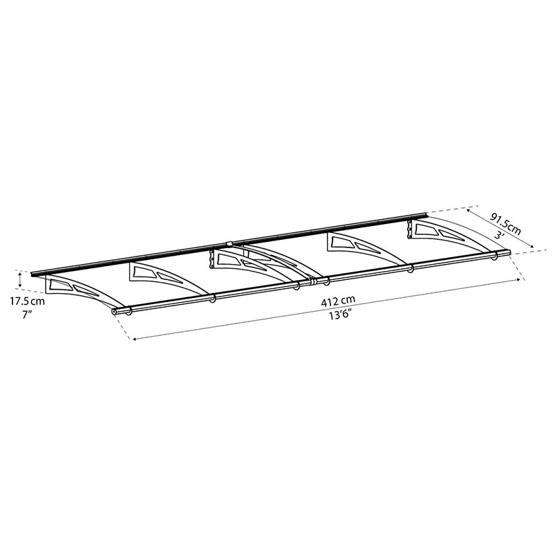 Canopia - Auvent de porte - Aquila 4100 - 412x91.5 cm