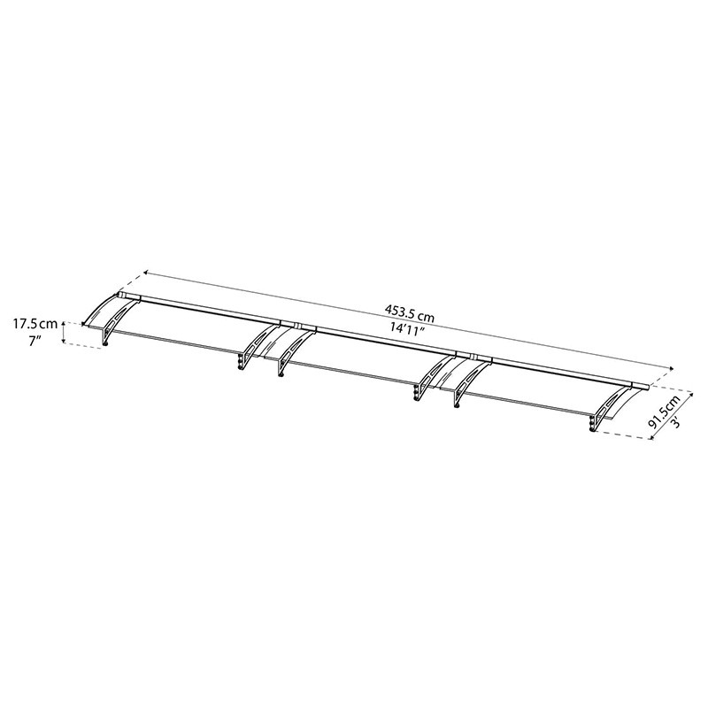 Canopia - Auvent de porte - Aquila 4500 - 453.5x91.5 cm