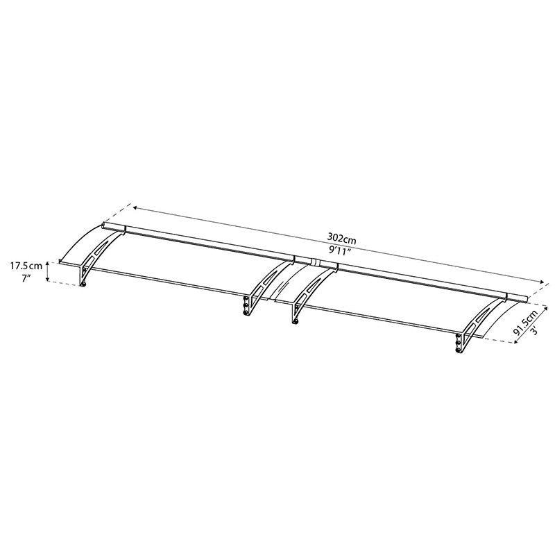 Canopia - Auvent de porte - Aquila 3000 - 302x91.5 cm