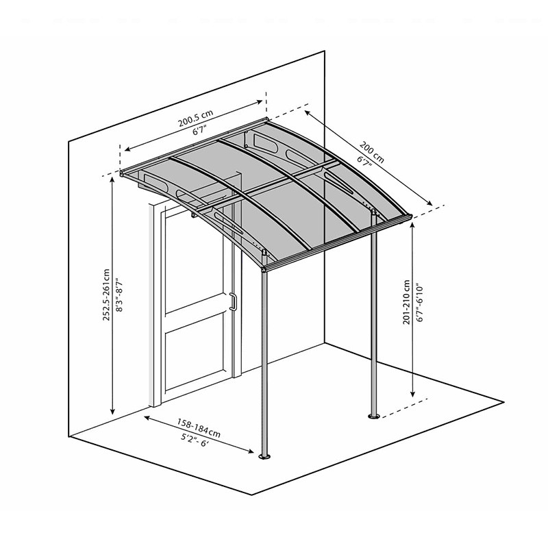 Canopia - Tenda da sole per porta - Vega 2000 - 200,5x200cm - Grigio