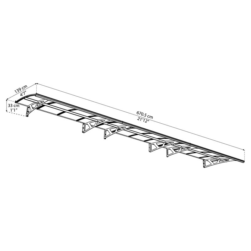 Canopia - Baldacchino per porta - Amsterdam 6690 - 670,5x139 cm - Grigio