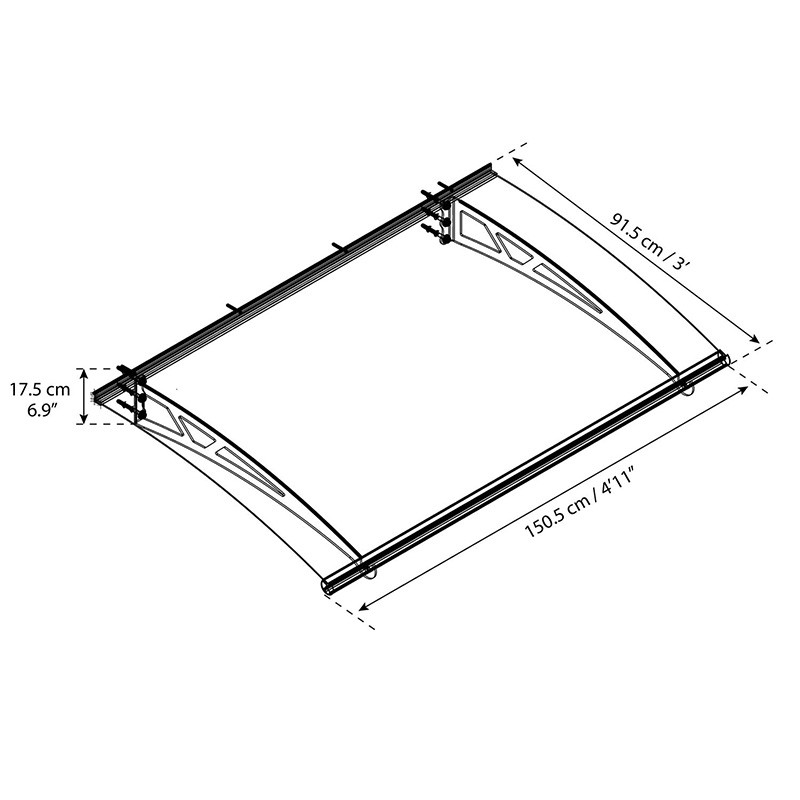 Canopia - Auvent de porte - Altair 1500 - 150.5x92 cm - Gris