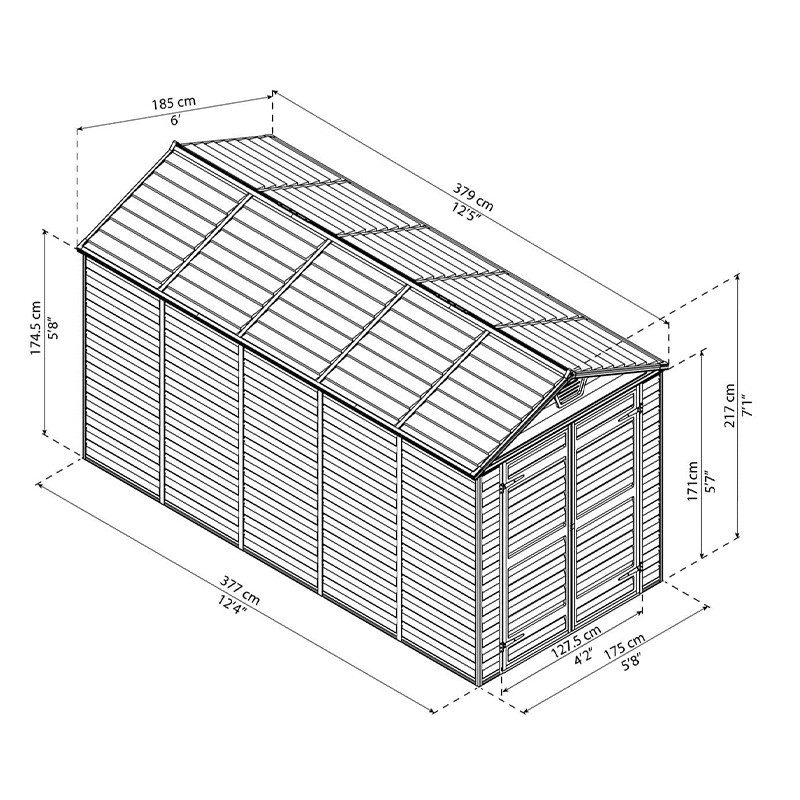Canopia - Abri de Jardin - Skylight - 378x185cm - Ambre