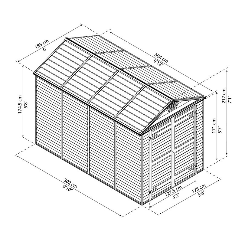 Canopia - Abri de Jardin - Skylight 6x10 - Gris Déco