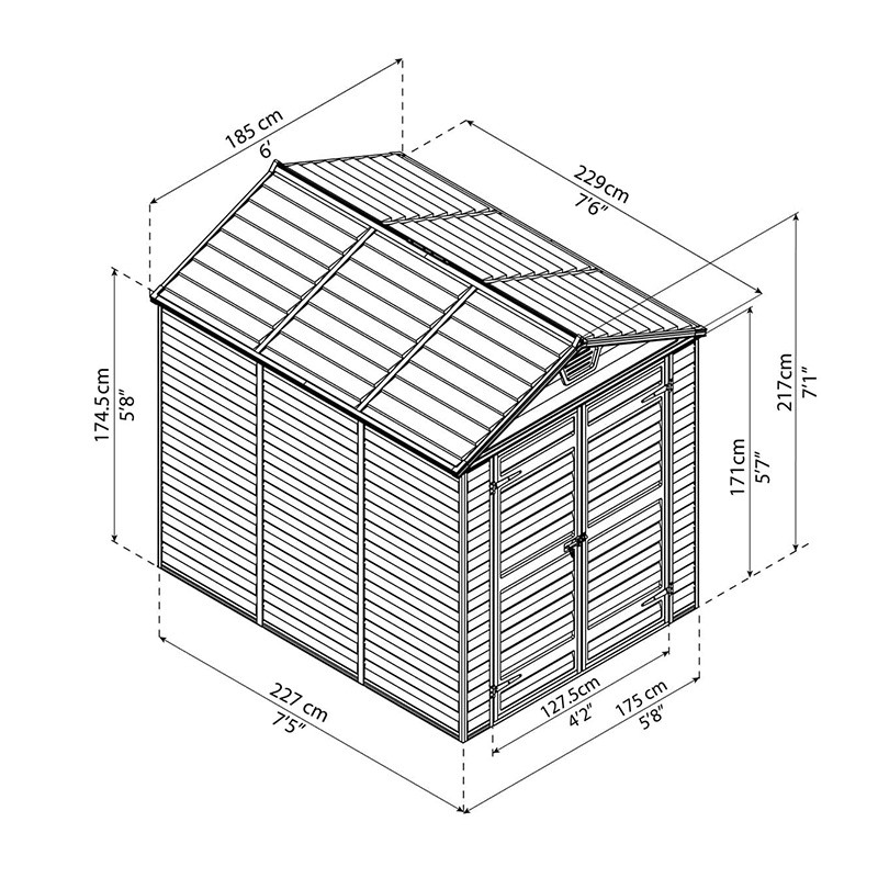 SKYLIGHT SHED 6X8 GREY DECO-EN RUPTURE