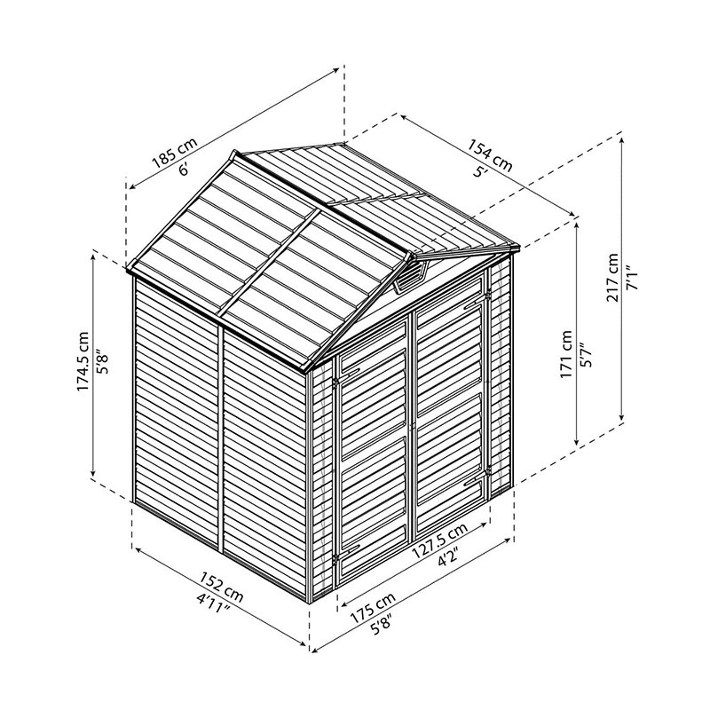 Canopia - Abri de Jardin - Skylight 6x5 - Gris Déco